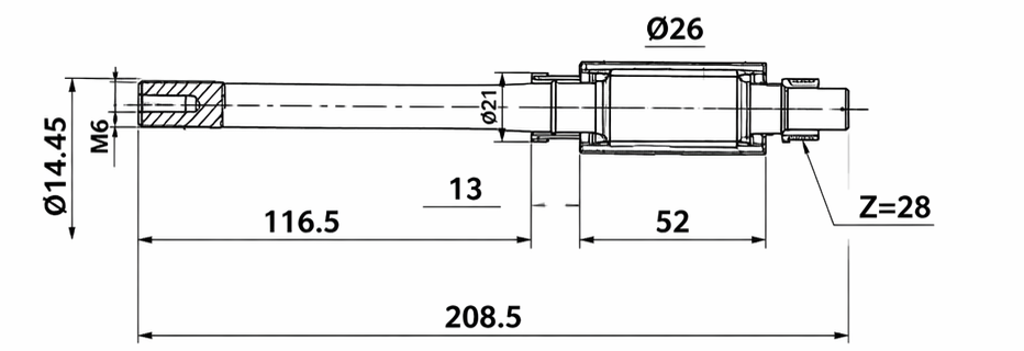 Original dimensional drawing for TSP-21026C Barmag Friction Unit Spindle