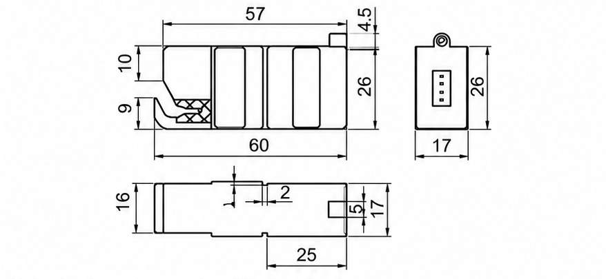 TSP-069 NPN | Rieter Scragg Yarn Sensor dimensional drawing