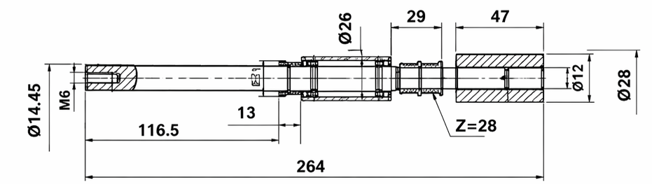 Original dimensional drawing for TSP-26326 Barmag Friction Unit Spindle