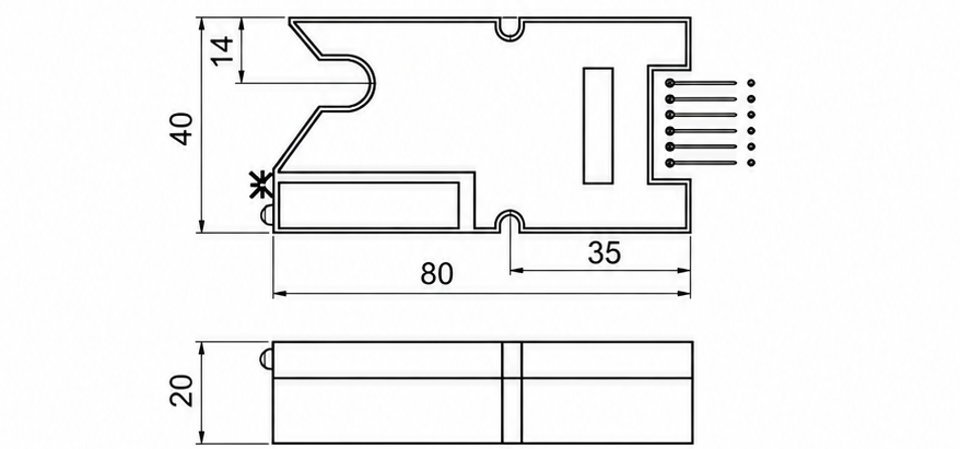 TSP-070 NPN | Rieter Scragg Yarn Sensor dimensional drawing
