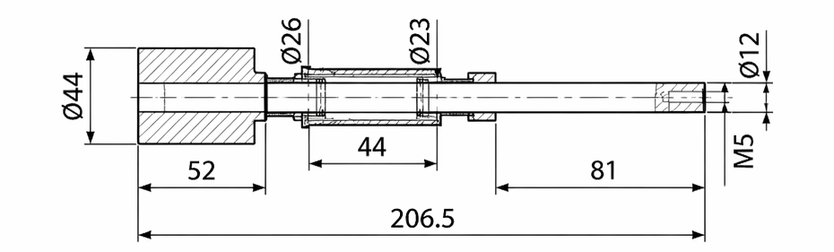 Original dimensional drawing for TSP-20644 Barmag Friction Unit Spindle