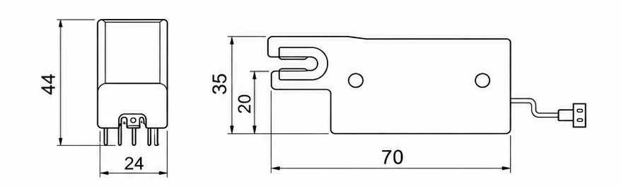 TSP-077 PNP | Rieter ICBT Yarn Sensor dimensional drawing