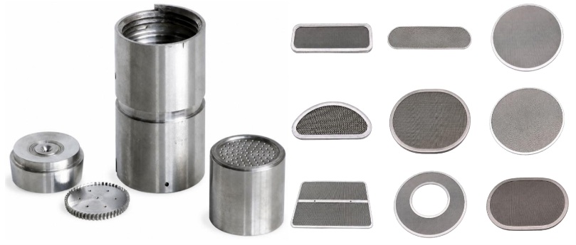 Stainless steel spin pack components and polymer filtration screens