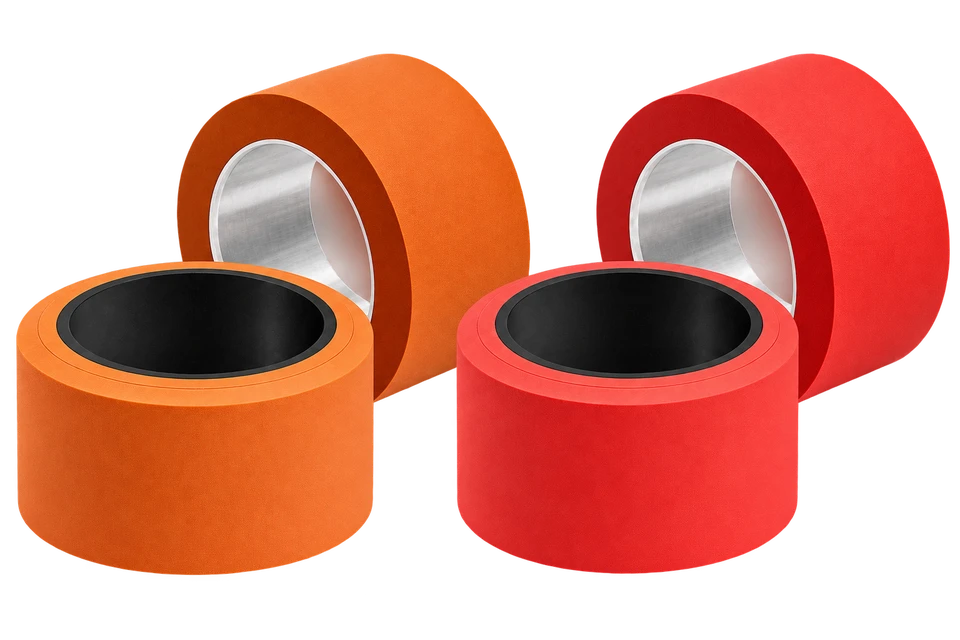 Orange and red rubber cots with reinforced and aluminium inner cores