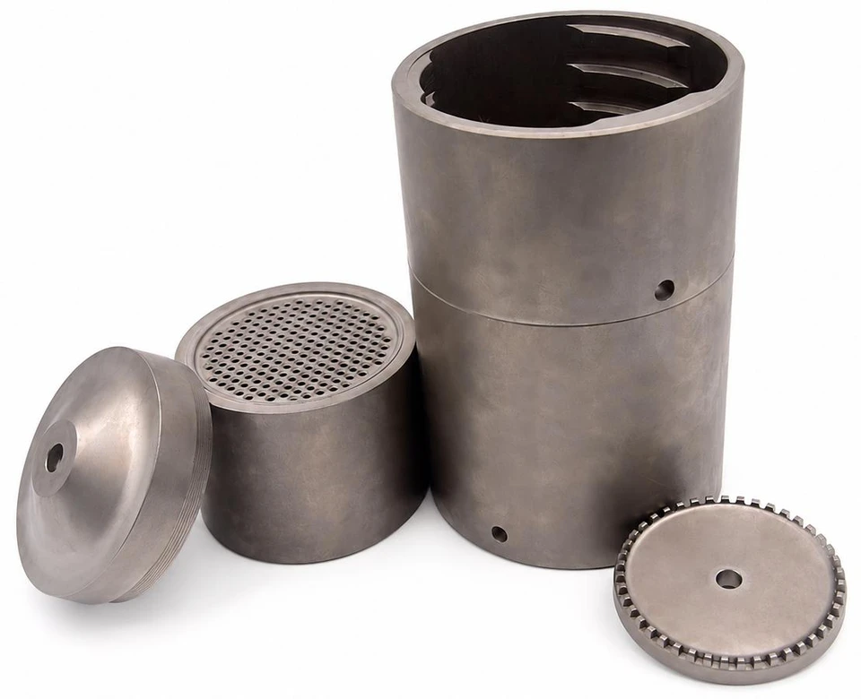 Representative circular spin pack body and precision internal components.