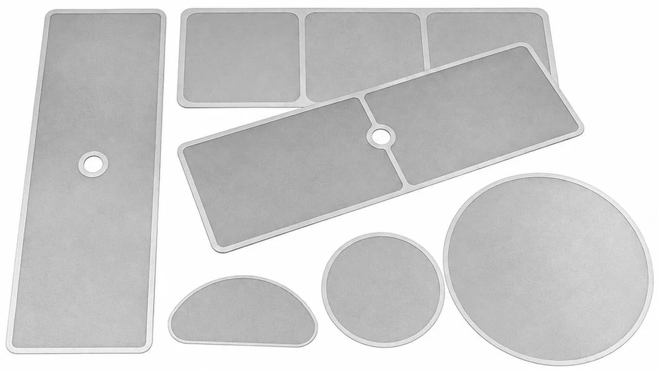 Photo etched filter foils in rectangular, circular and semicircular component profiles